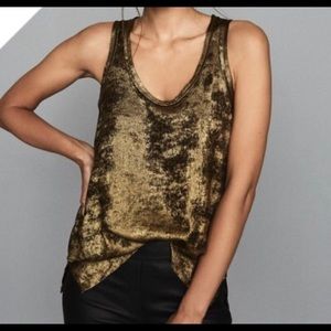 REISS Metallic Gold Tank Top